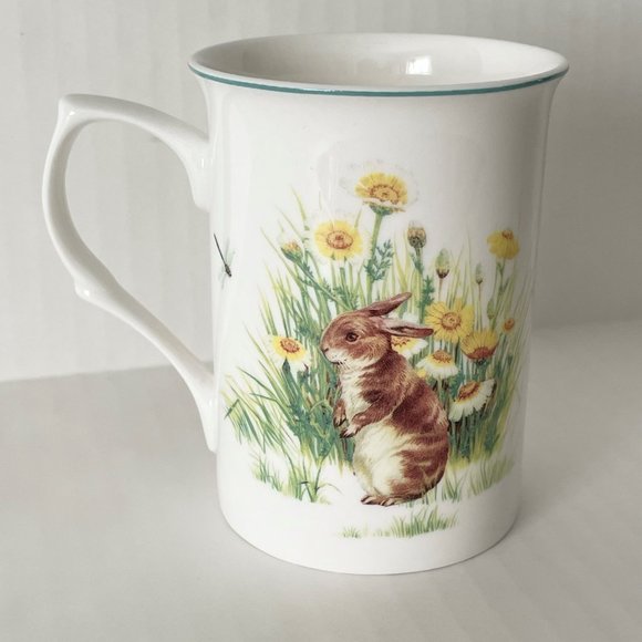 Gracie Bone Fine China by Coastline Imports Bunny Garden Meadow Cofee/Tea Mug - Picture 3 of 6